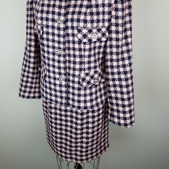 Vintage Blush Pink & Navy Two Piece Skirt Suit Set Designer Inspired * 8 Petite - Picture 4 of 11